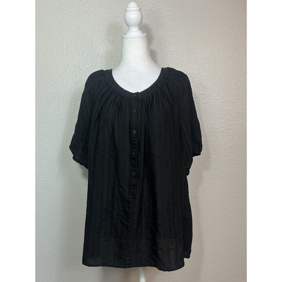 Ann Taylor LOFT Black Boho Dress Quarter Sleeve Large - Picture 1 of 8